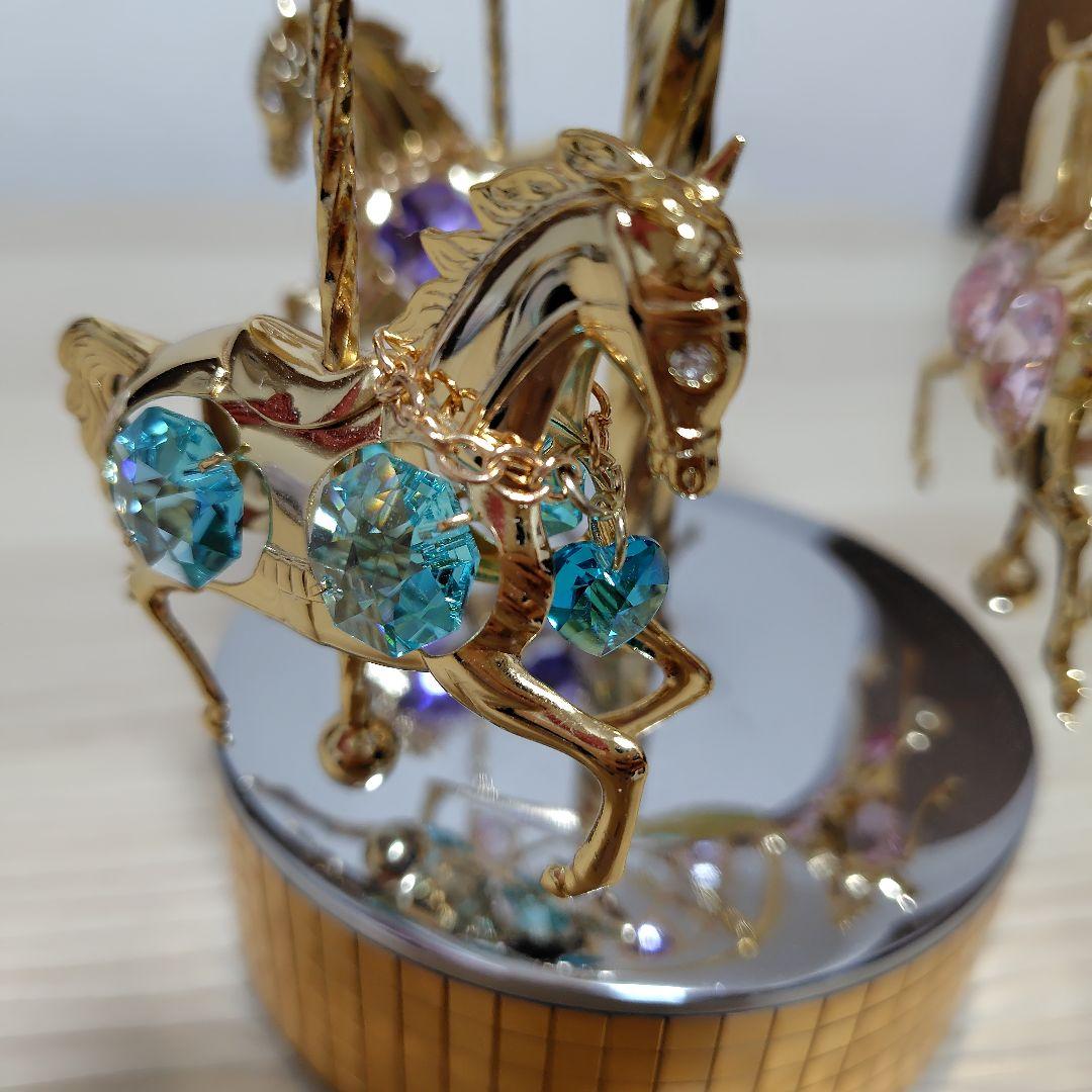 スワロフスキー　オルゴール　メリーゴーランド　タグ付き