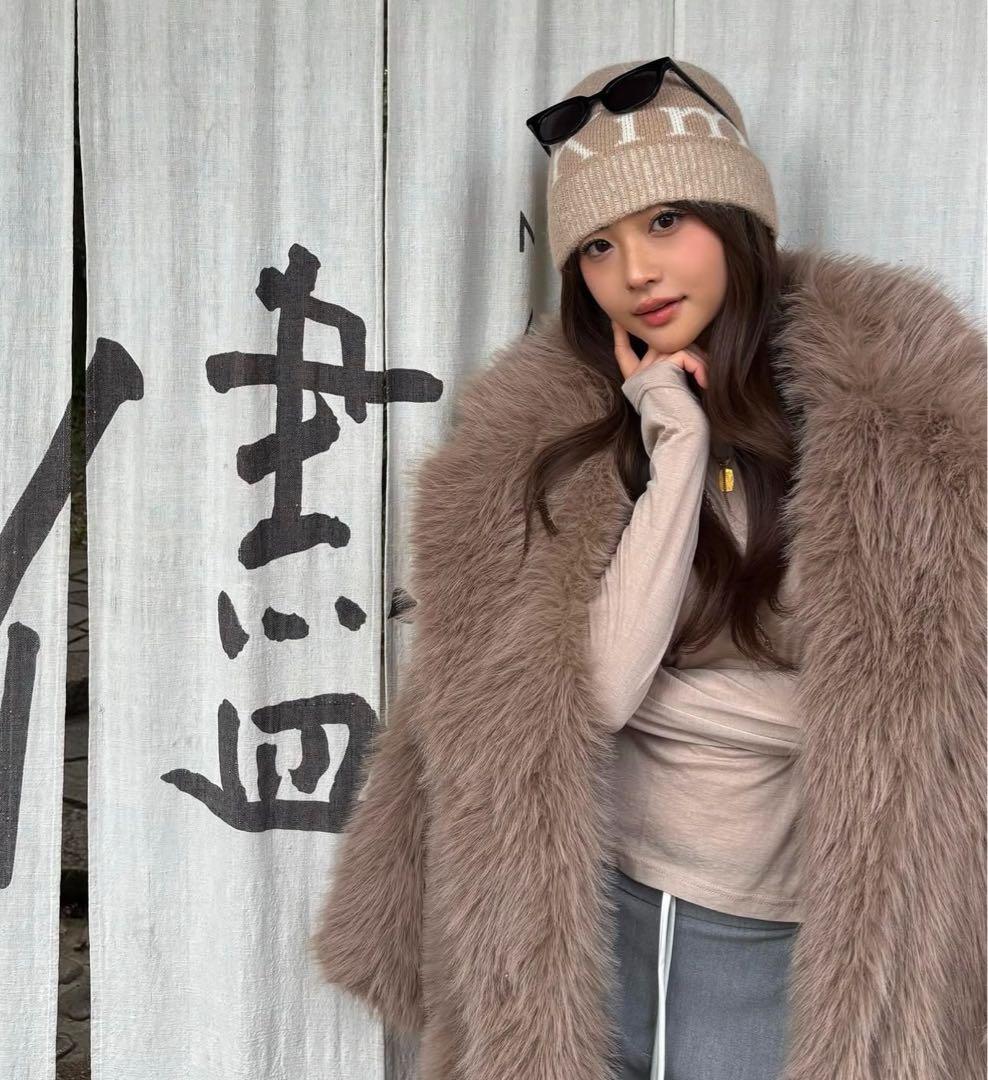 ベージュ ニット帽 Matin Kim