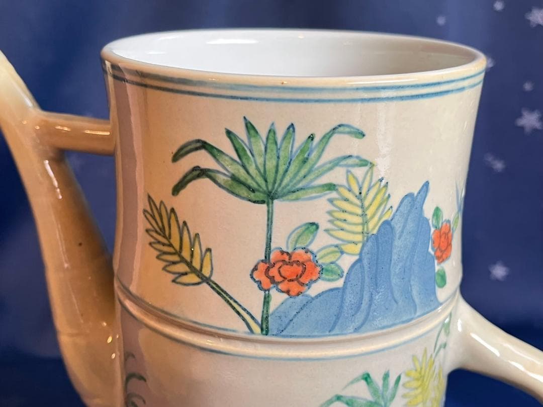 中国古玩 大清乾隆年製 鶏草花紋 茶器 水差し 置物 高さ約26.3cm 時代物