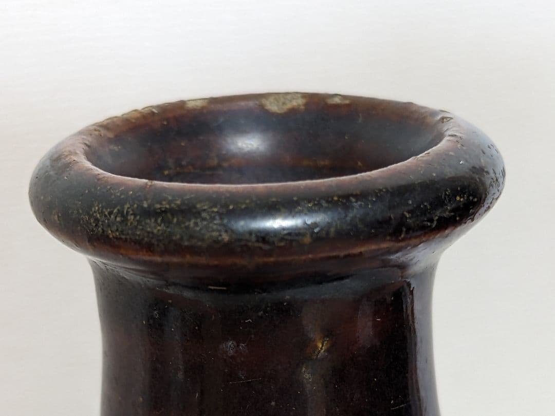 ♦江戸時代 尾呂窯 鉄釉 徳利 瓶 酒器 18世紀初頭 花器 花生置物 骨董品