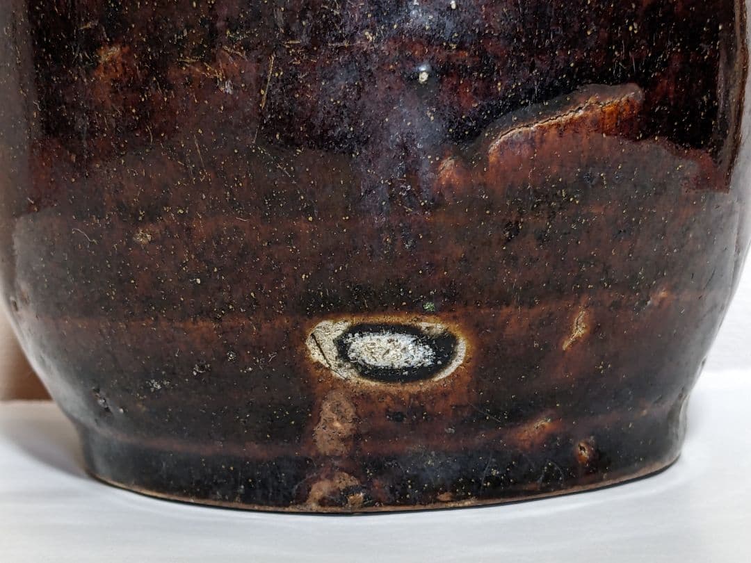 ♦江戸時代 尾呂窯 鉄釉 徳利 瓶 酒器 18世紀初頭 花器 花生置物 骨董品