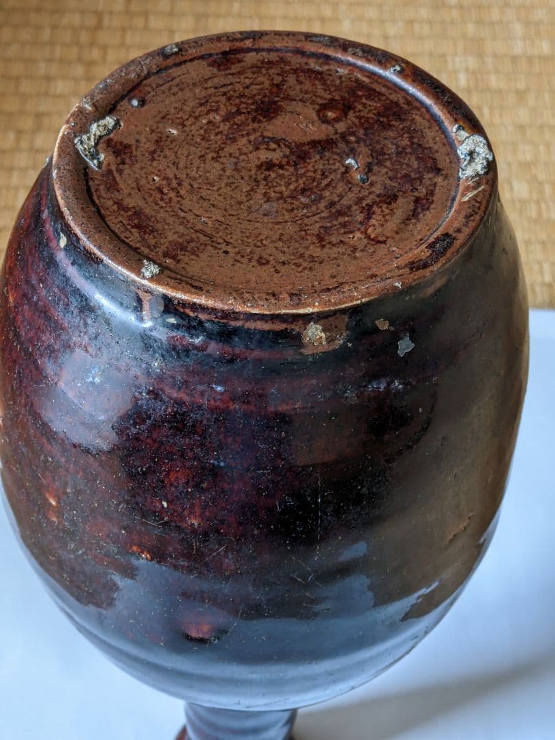 ♦江戸時代 尾呂窯 鉄釉 徳利 瓶 酒器 18世紀初頭 花器 花生置物 骨董品