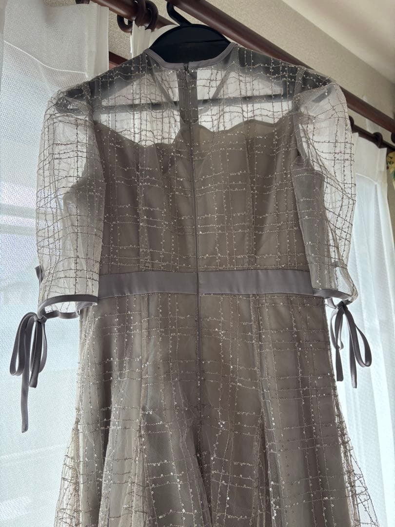 【Leja】チェックスパンコールリボンワンピースドレス