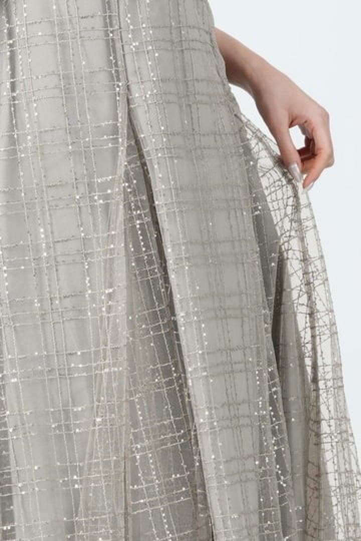 【Leja】チェックスパンコールリボンワンピースドレス