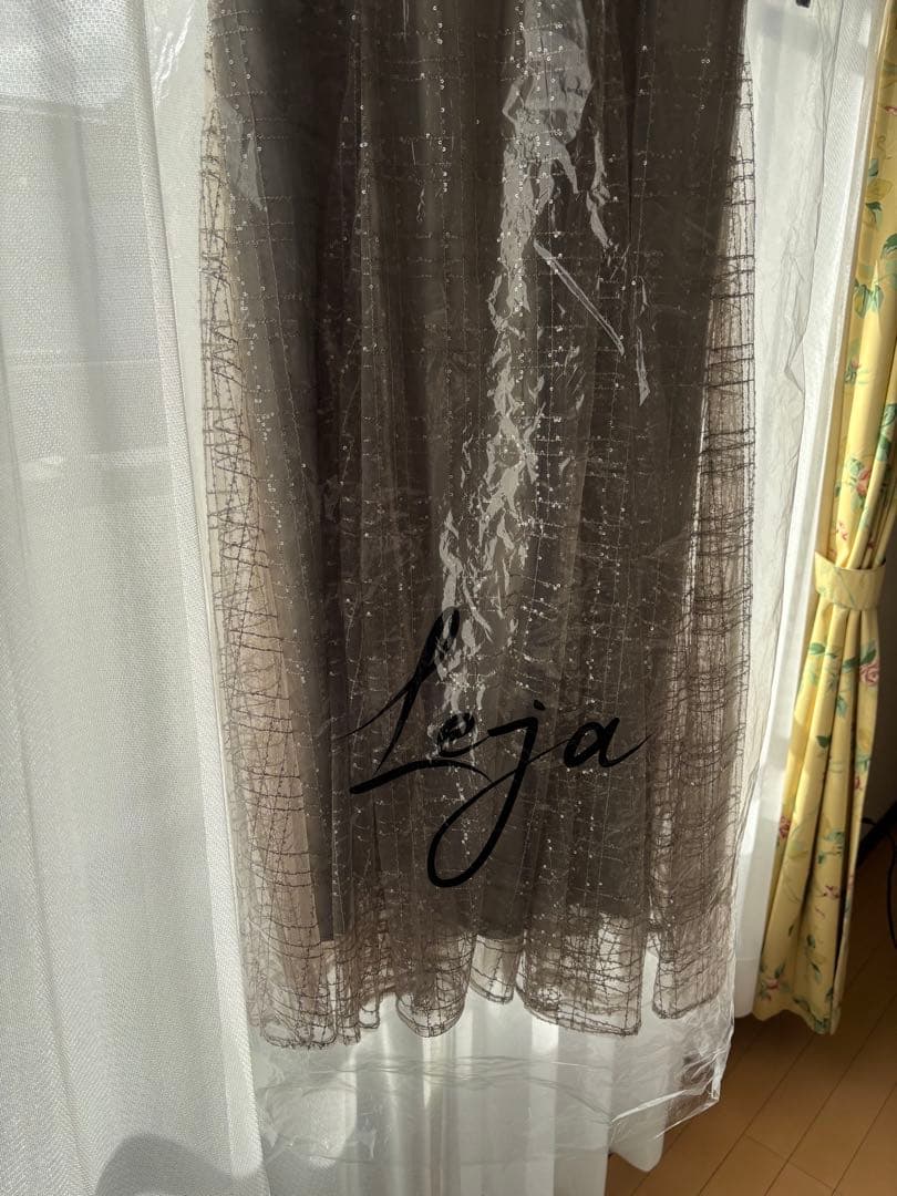 【Leja】チェックスパンコールリボンワンピースドレス