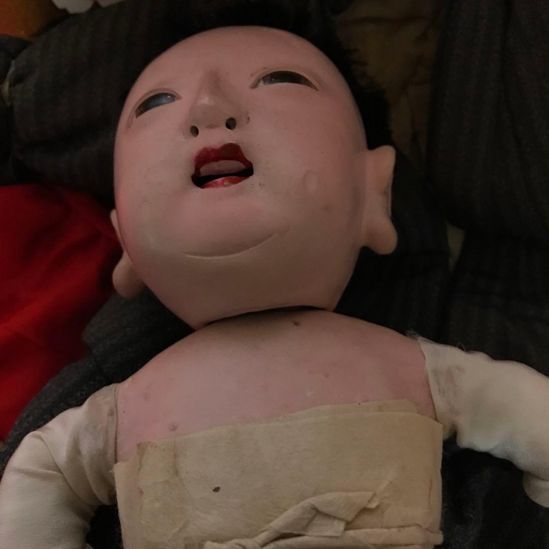 お値下　可愛い明治抱き人形　小さめ　えくぼ　福耳　市松人形