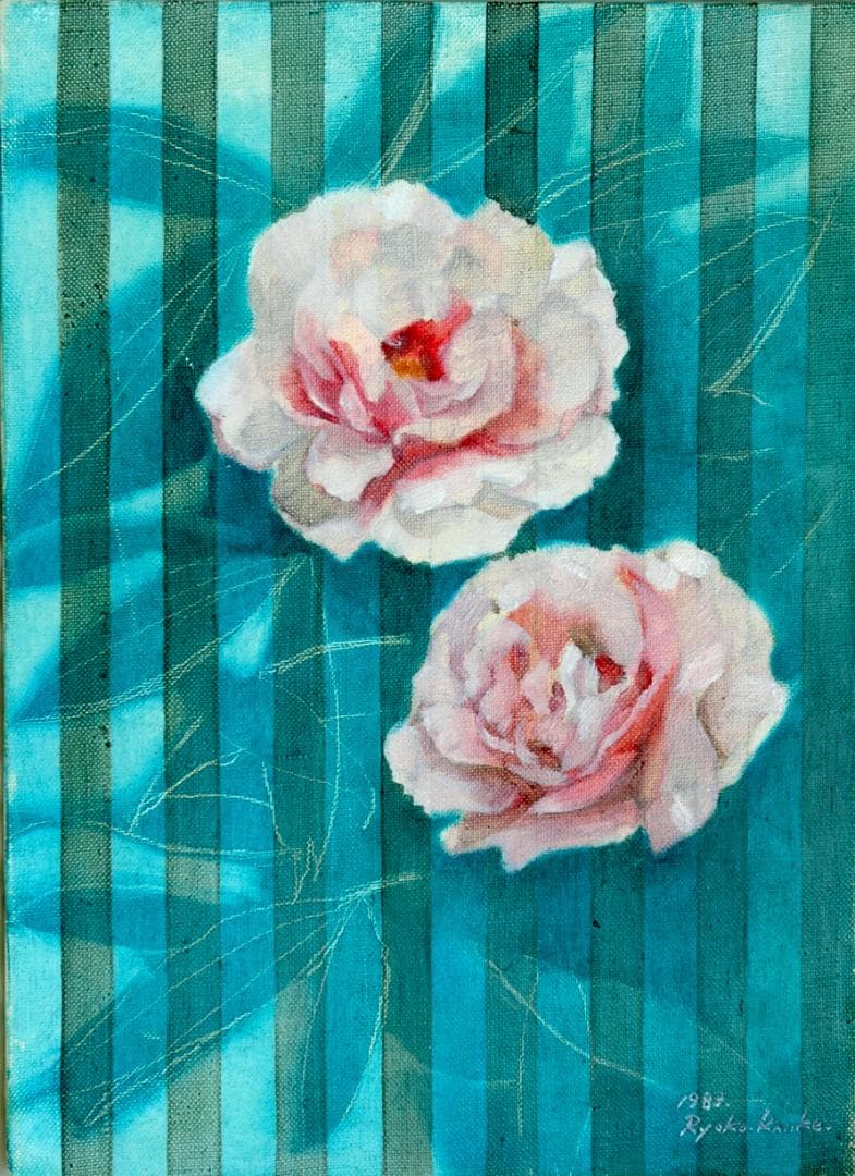 油絵 菅家令子 絵 絵画 インテリア 額付(黒) F4-222023 花 ぼたん