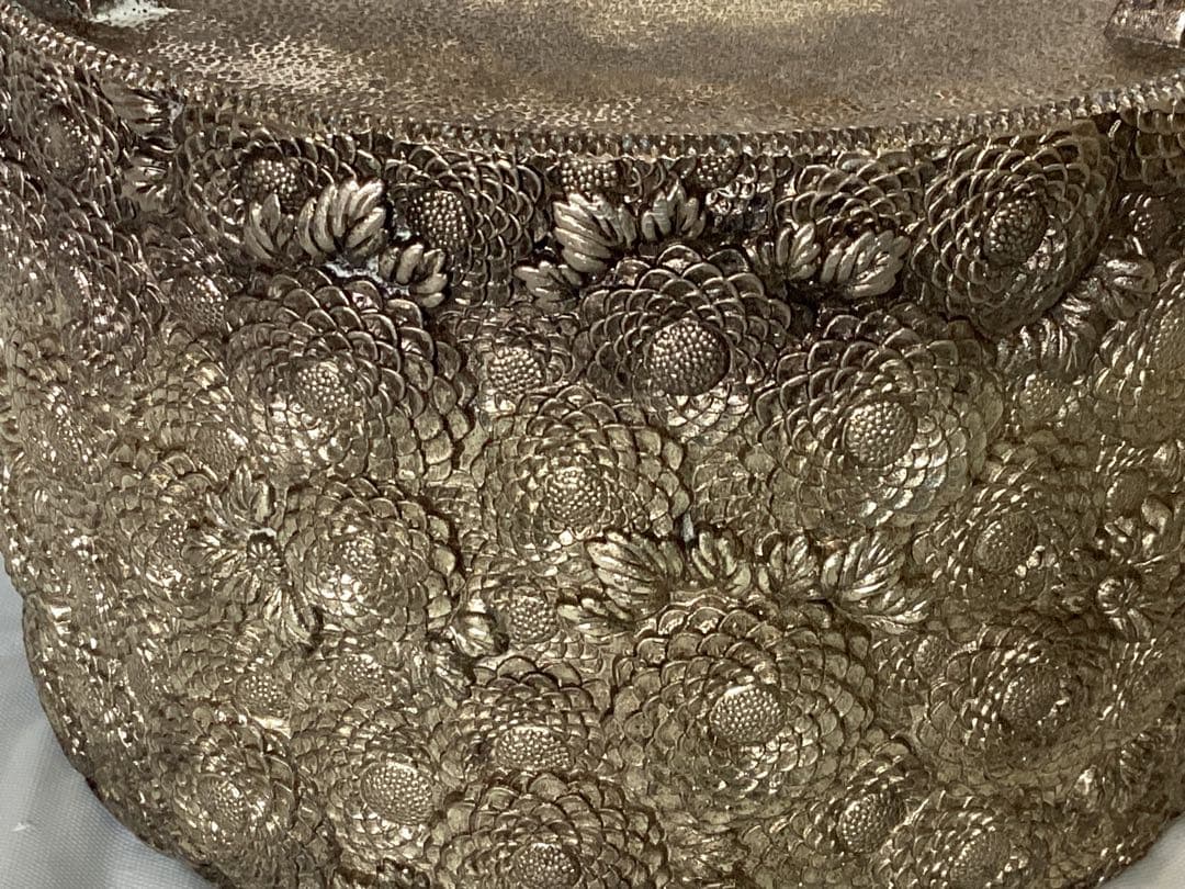 香炉 菊華 花紋様彫刻 銅香炉 佐野 宏采造　高岡銅器　金属工芸品