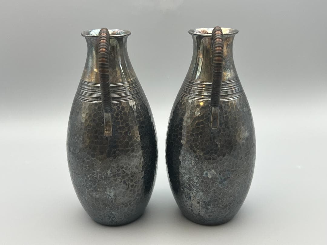 【海】山崎謹製　酒器セット　純銀製　徳利＆お猪口(ぐい呑)　総重量約284.5ｇ