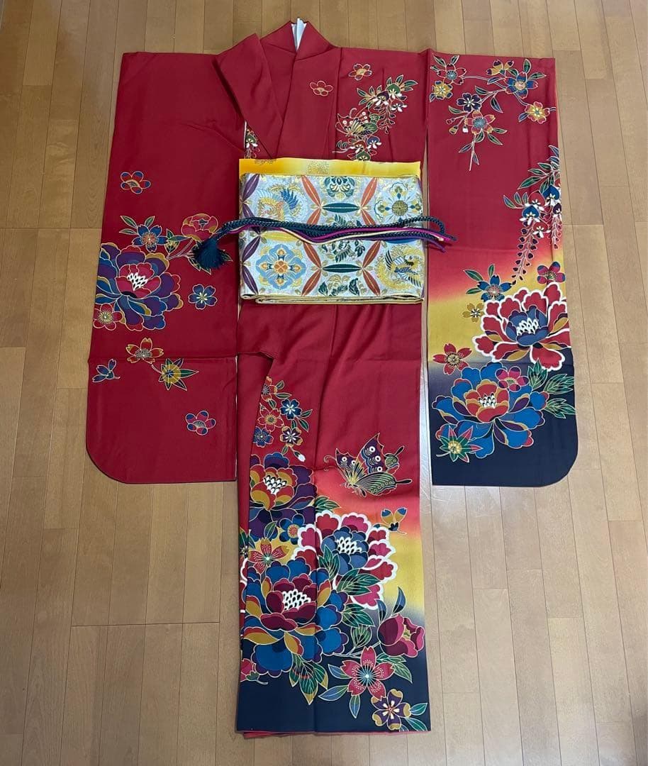 レトロモダン 豪華12点フルセット✨振袖 成人式 赤 古典柄 3回着用美品