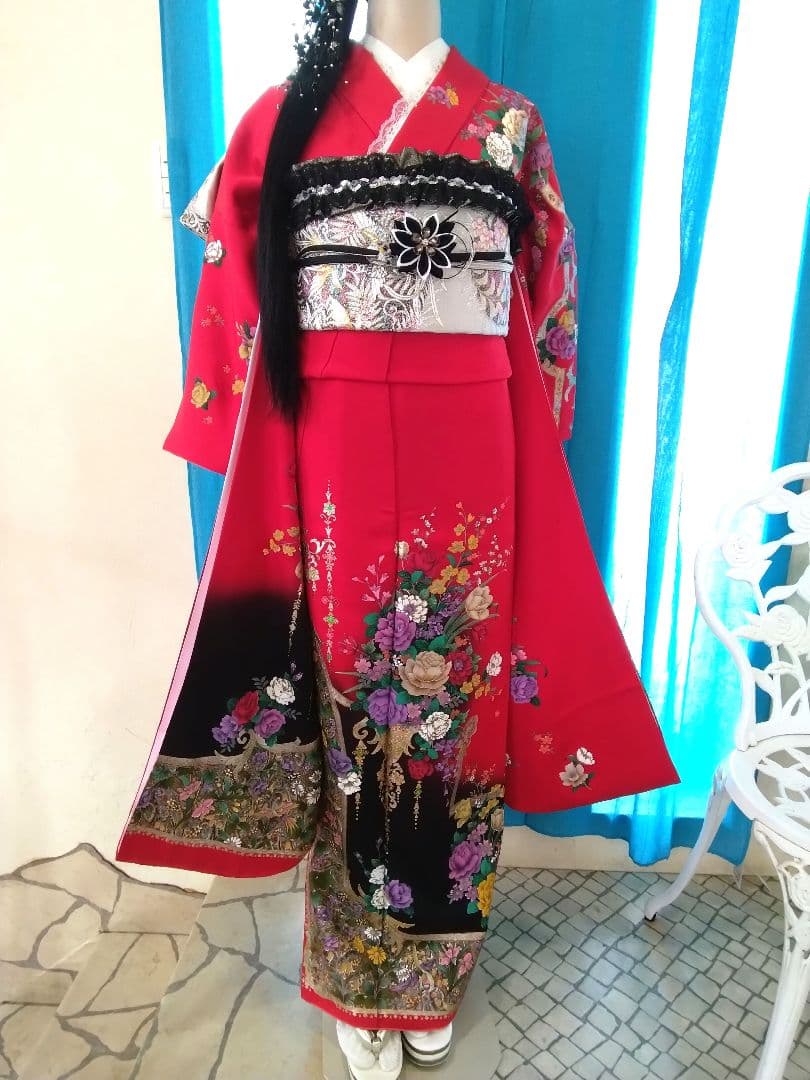 振袖フルセット、正絹振袖落款、成人式、重ね衿帯揚げ帯締、西陣袋帯ガード加工、襦袢