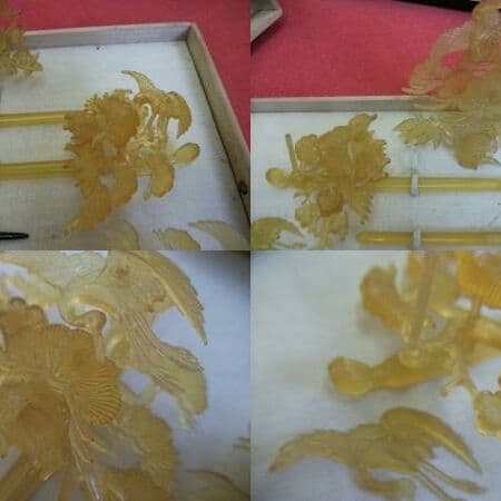 AKａ4070　時代簪　櫛セット　木箱付