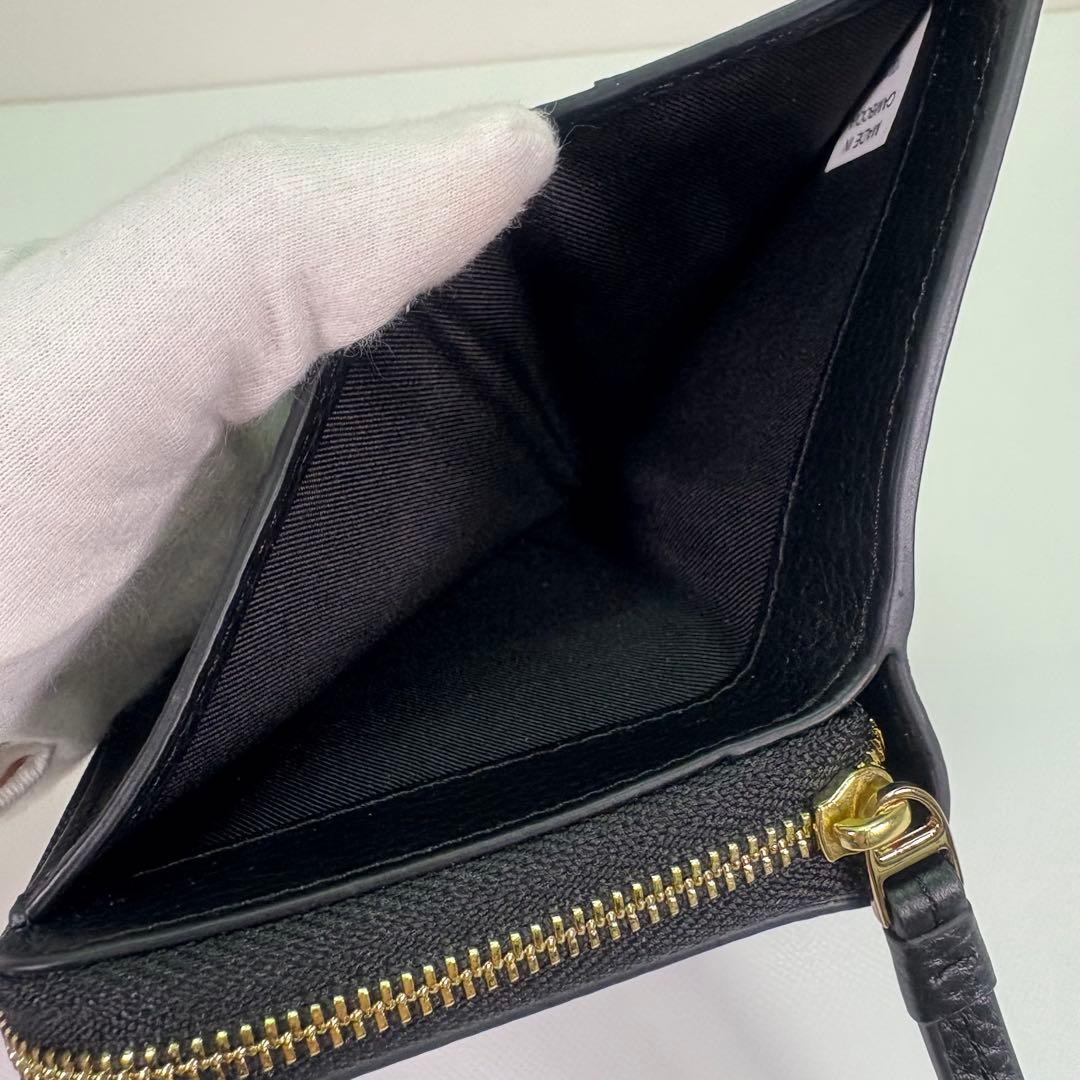 【箱付き】 Tory Burch 二つ折り財布 ラウンドファスナー ブラック