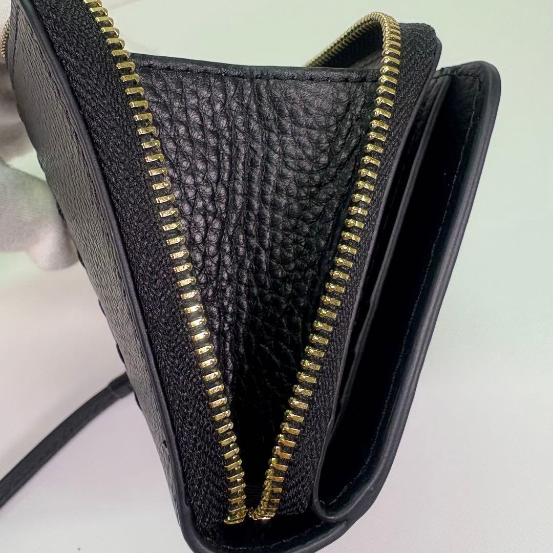 【箱付き】 Tory Burch 二つ折り財布 ラウンドファスナー ブラック