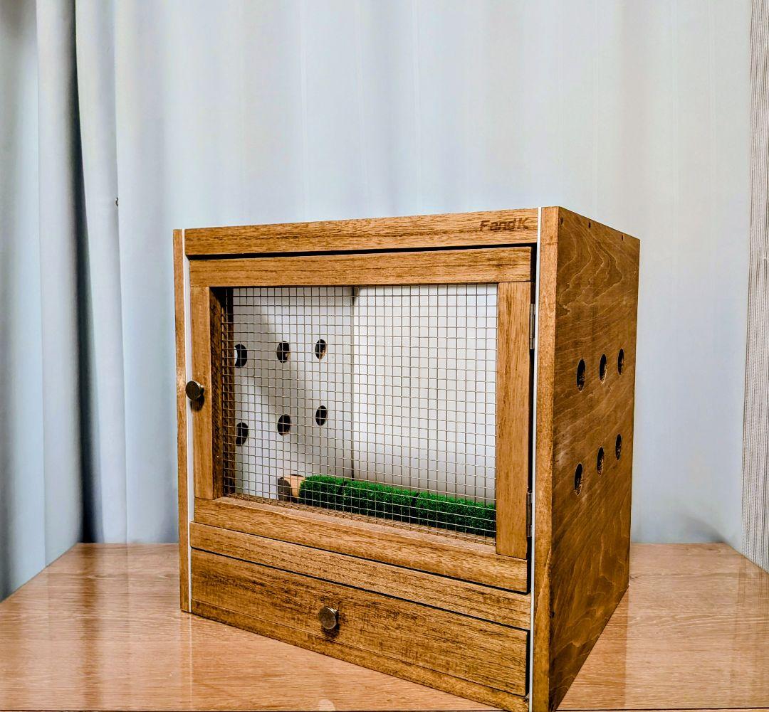 木製フクロウケージ・鳥用ケージ 引き出し付き 450×350×450 （送料込）