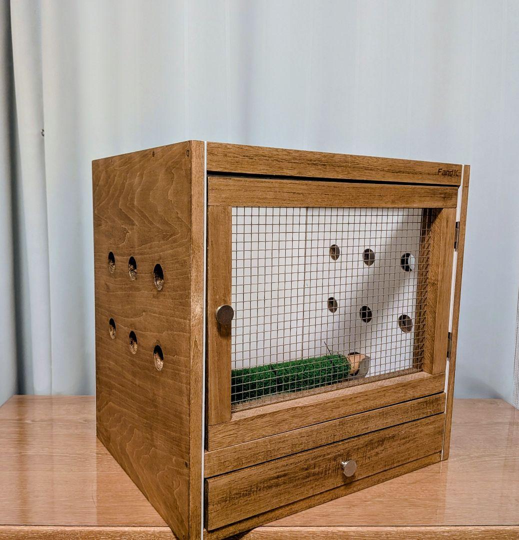 木製フクロウケージ・鳥用ケージ 引き出し付き 450×350×450 （送料込）
