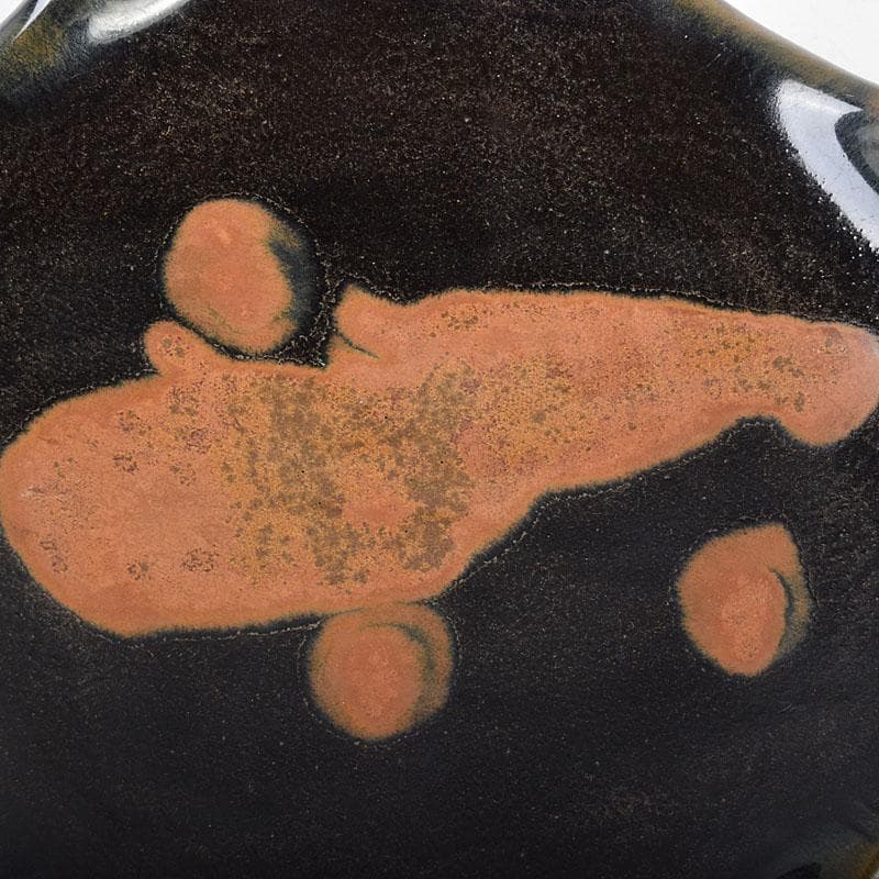 中国　吉州窯　黑釉　木葉天目　平皿　輪花皿　C　6905