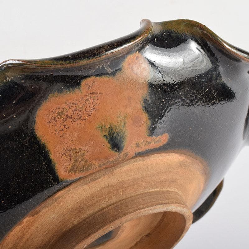 中国　吉州窯　黑釉　木葉天目　平皿　輪花皿　C　6905