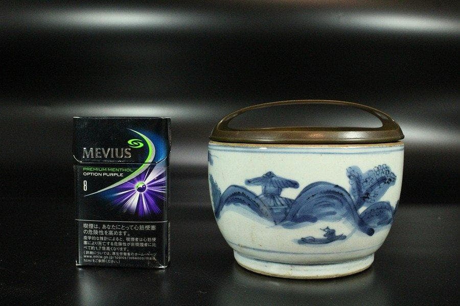 中国美術 古染付 山水舟紋 香炉 碗 明 旧家蔵出