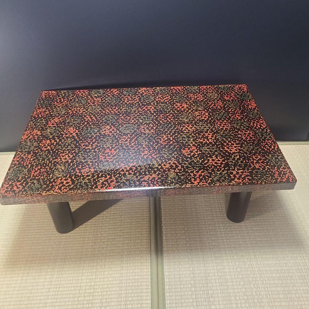 座卓　天板　津軽塗　呂上　天然木　裏板　黒漆塗　柱　天然木　無垢くり貫き　箱入り