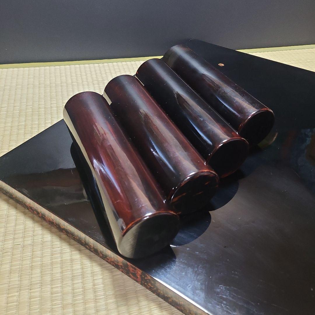 座卓　天板　津軽塗　呂上　天然木　裏板　黒漆塗　柱　天然木　無垢くり貫き　箱入り