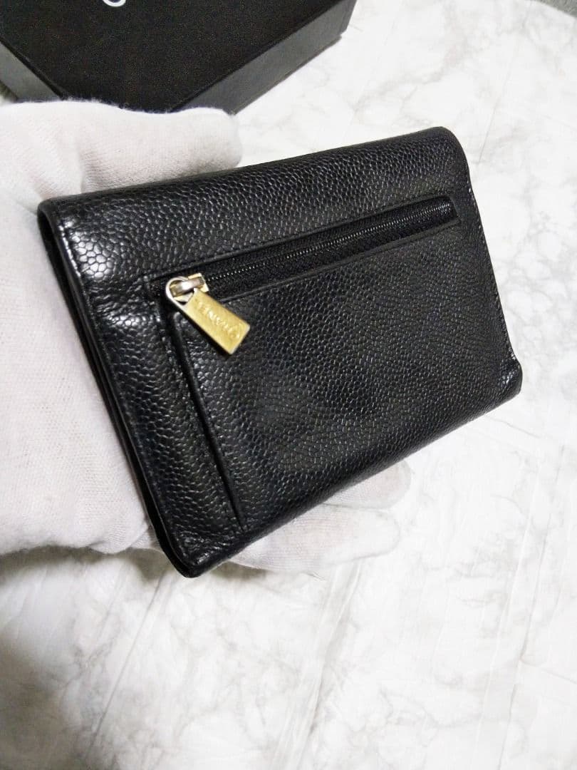 【美品】シャネル キャビア デカココマーク 三つ折り財布