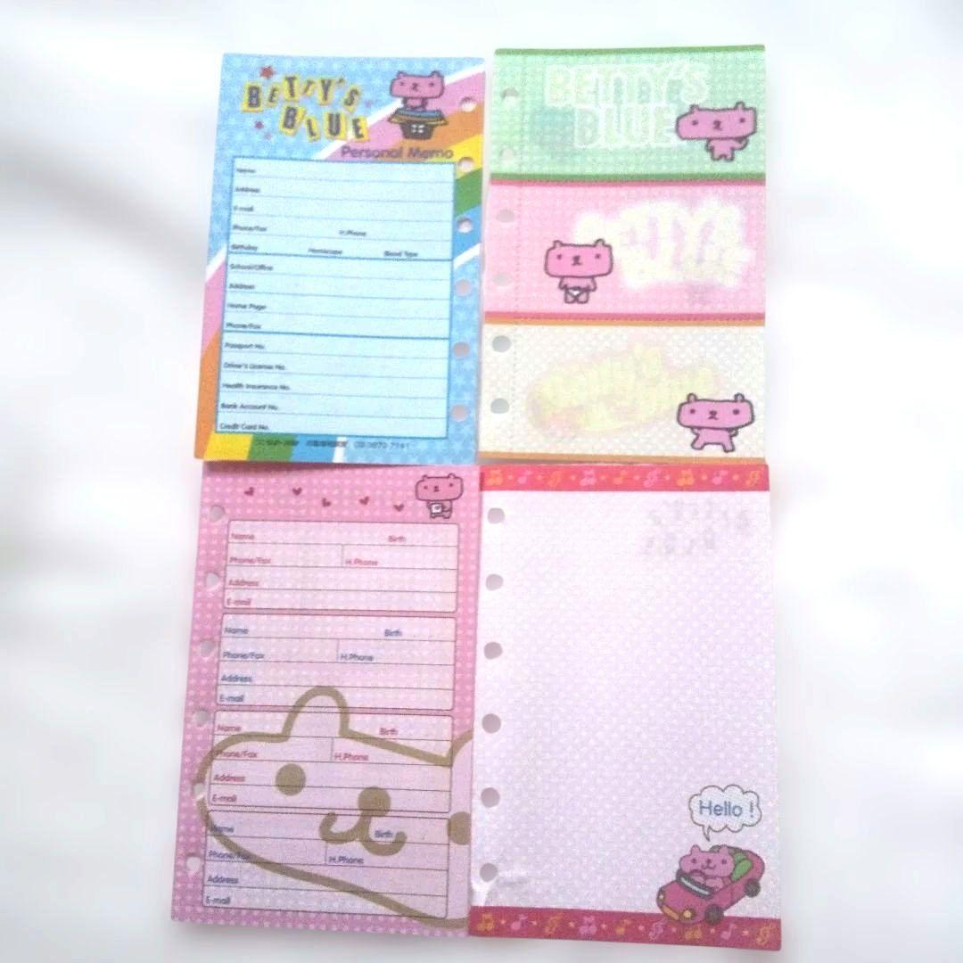 希少 BETTY'S BLUE システム手帳 シール付き メモ帳 ノート 6穴