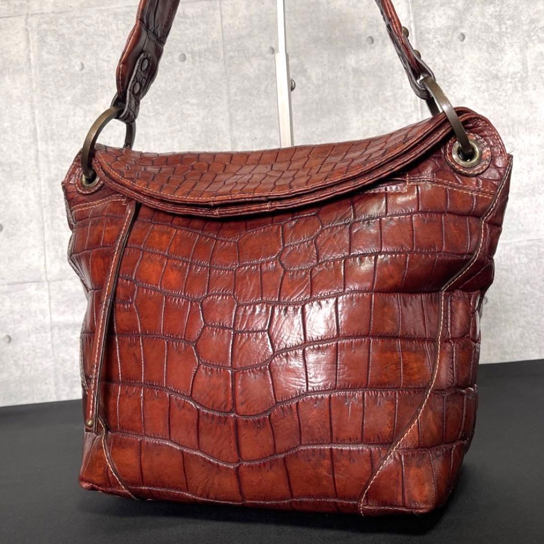 専用品BEAUGRAND ボーグラン クロコダイル ブラウン ショルダーバッグ