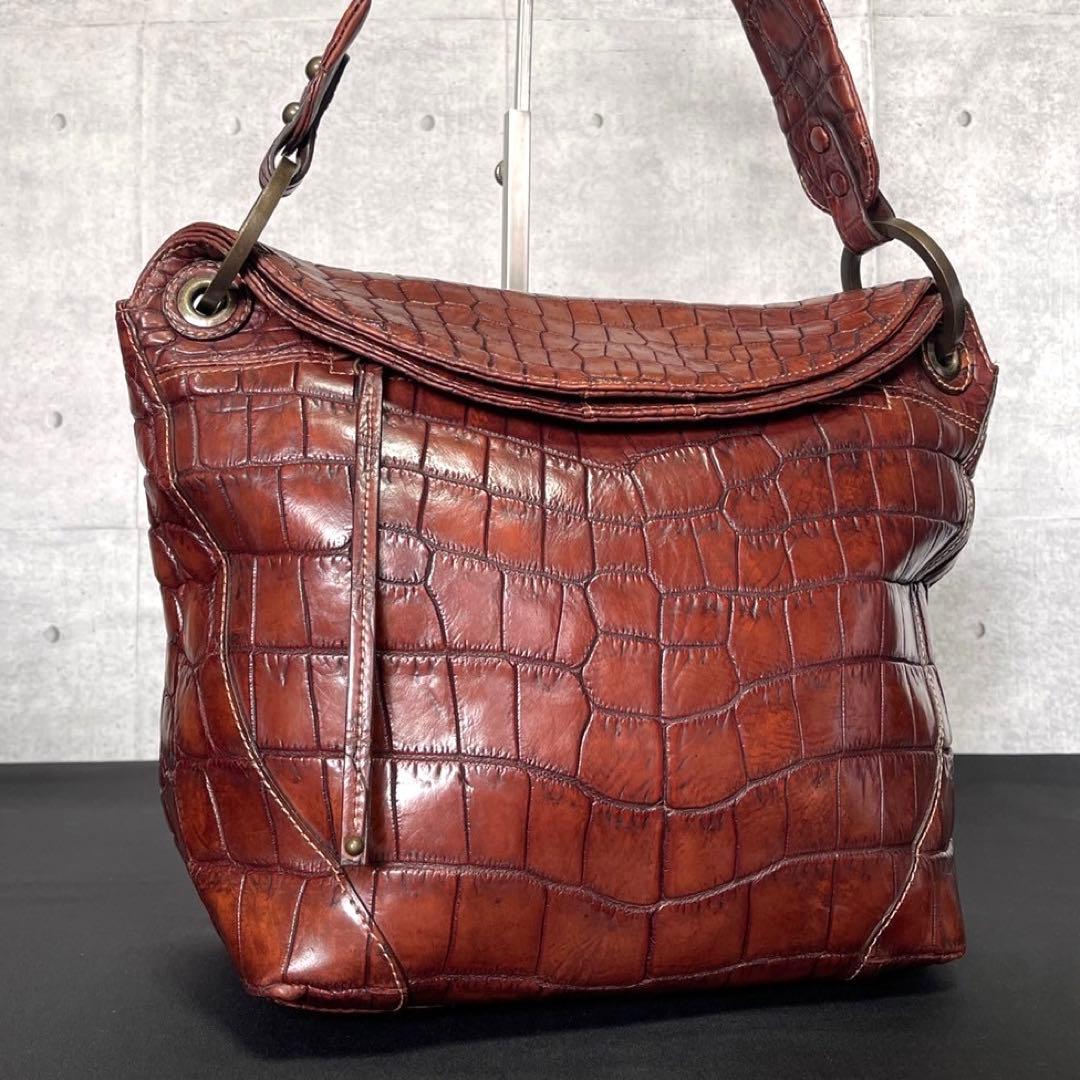 専用品BEAUGRAND ボーグラン クロコダイル ブラウン ショルダーバッグ