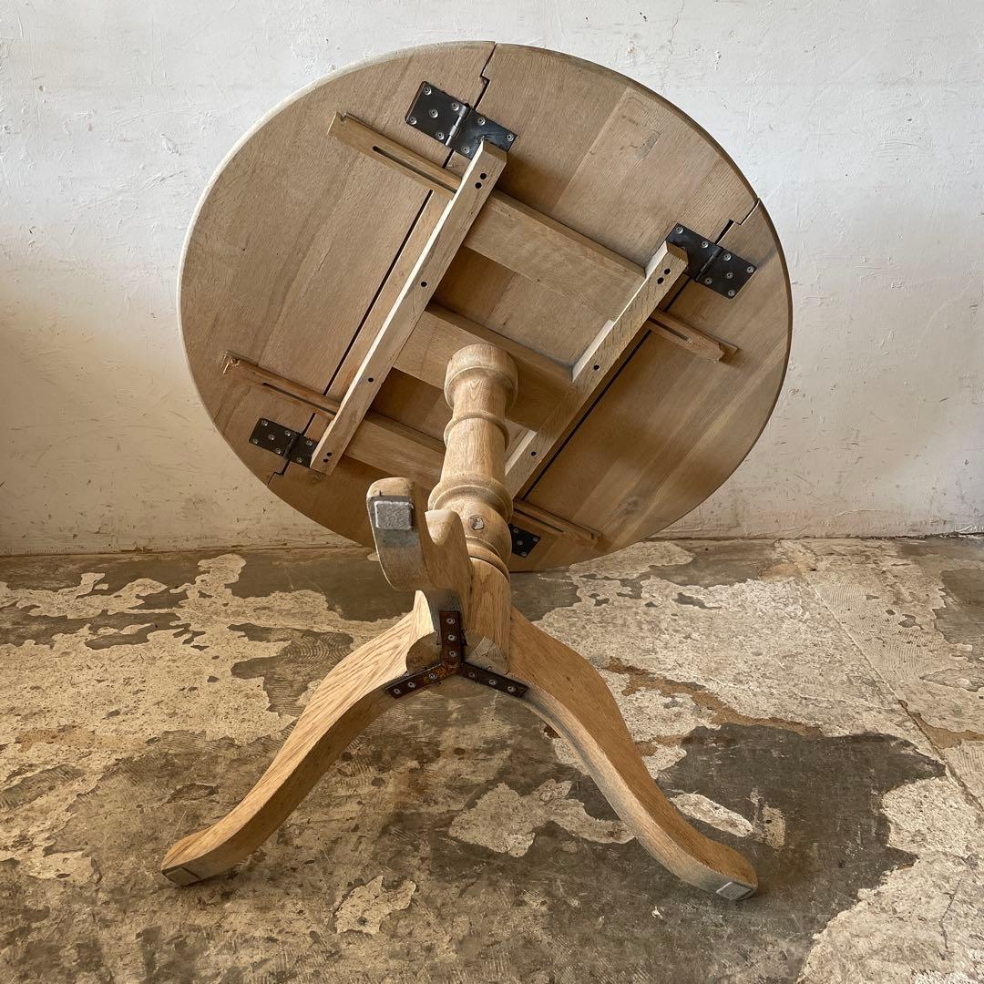 ビンテージ　ドロップリーフラウンドダイニングテーブル　 剥離