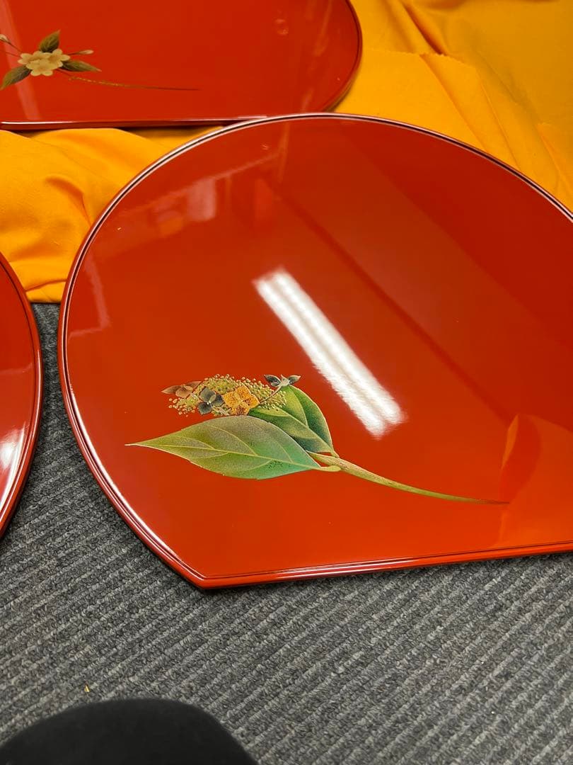 輪島塗 草花蒔絵 半月卓上膳 5客