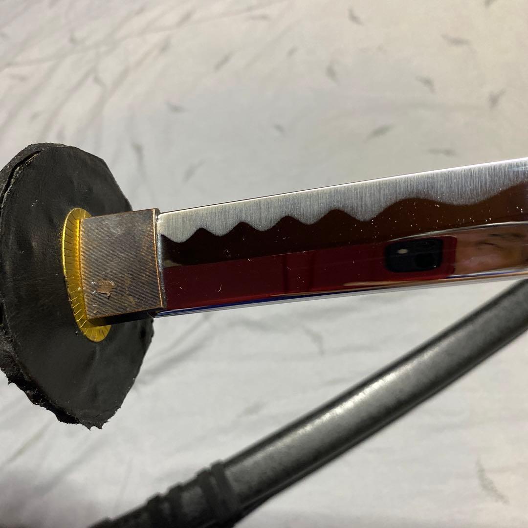 模造刀 ツートン皮巻柄 楕円鍔 黒粒黒鞘