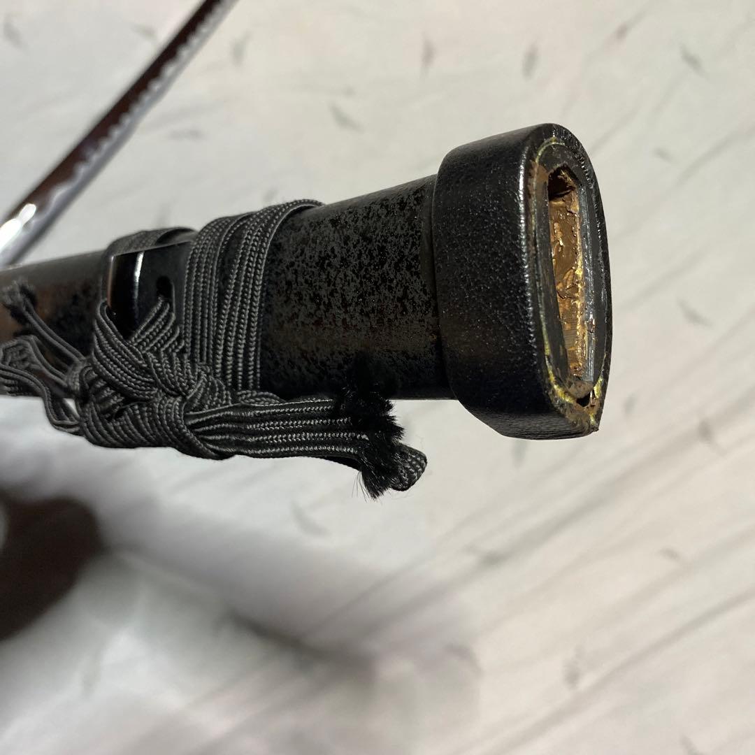 模造刀 ツートン皮巻柄 楕円鍔 黒粒黒鞘