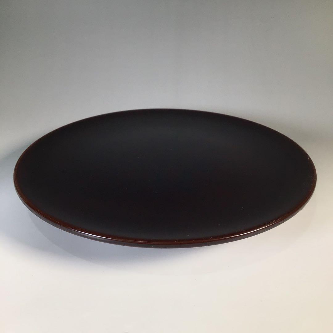 Ｍ３９１　盆　『哲公房作』『久田宗也　尋牛斎　箱書』『溜塗ロクロ目盆』　共箱