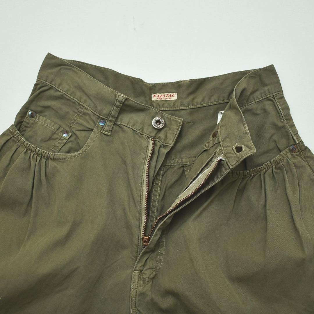 キャピタル KAPITAL ガチャポケット ワイドパンツ オリーブ 女性用 ♪