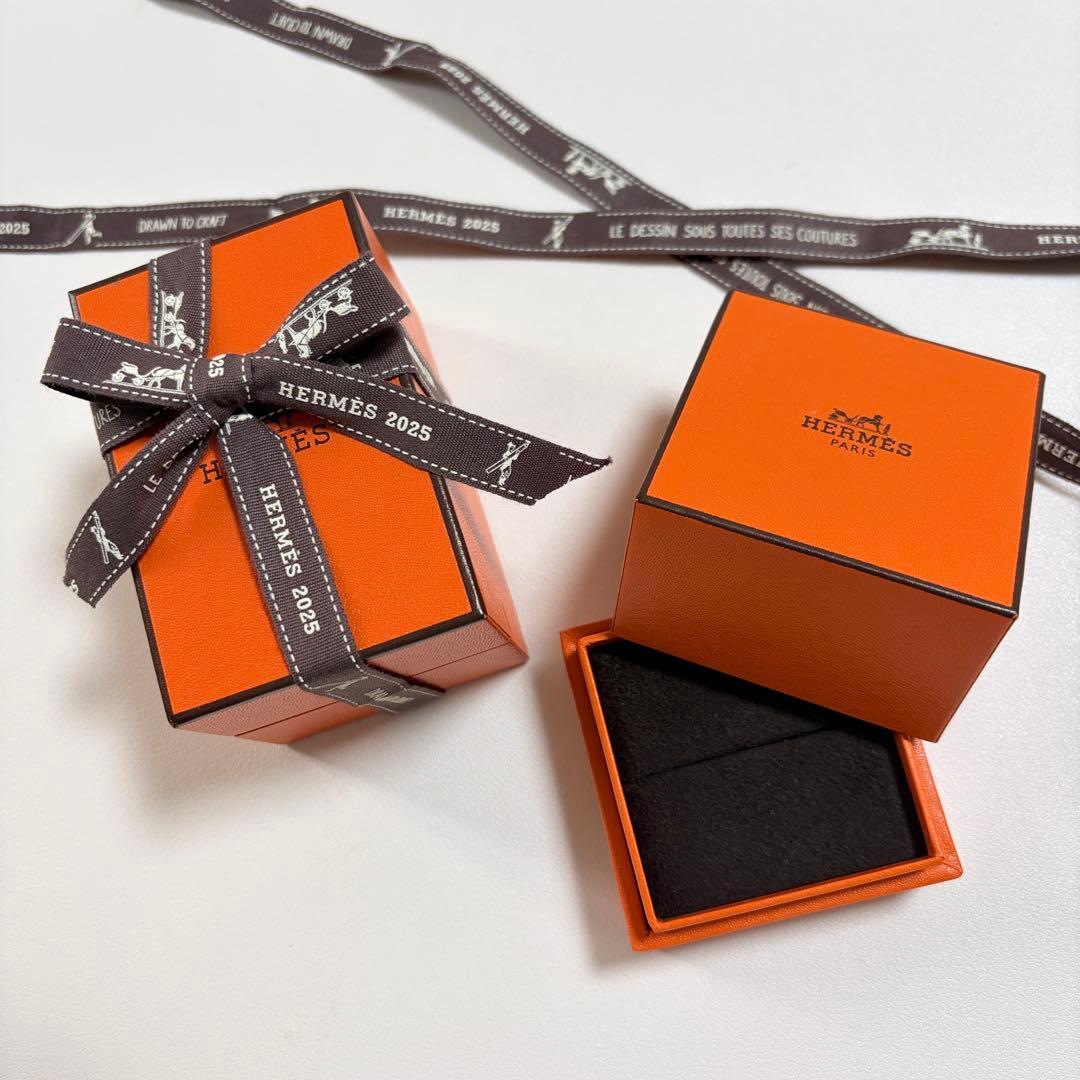 美品　エルメス　リングケース　2点セット　最新仕様　現行品　指輪入れ　リボン付き