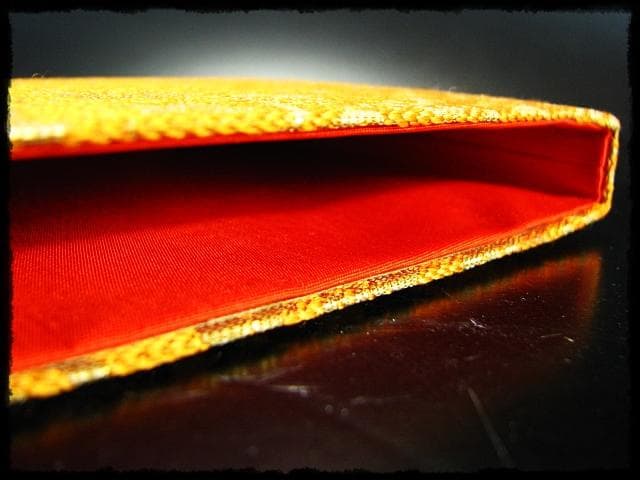 土田友湖 千家十職 12代 小牡丹唐草金襴 懐紙挟み 袱紗ばさみ 茶道具