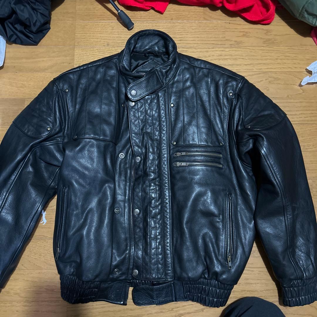 ROM sport レザーシングルライダースジャケット 革ジャン 牛革 本革