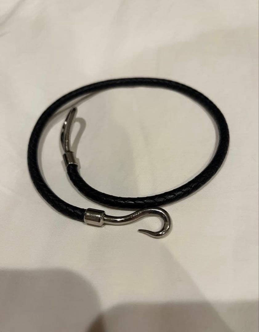 HERMES ブラック レザー ブレスレット ジャンボ