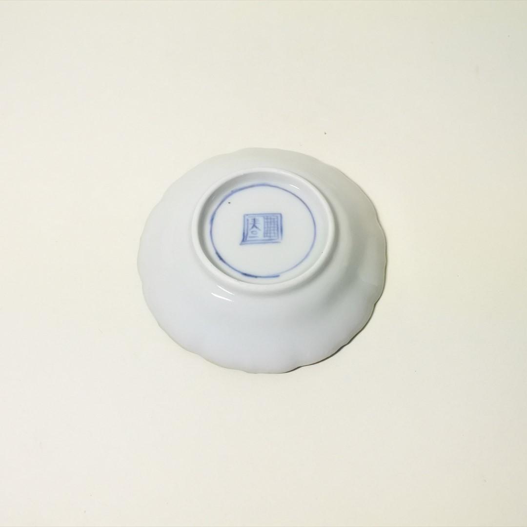 江戸中期～後期　伊万里　染付　鯉　荒磯　小皿　２枚組　骨董品　アンティーク c