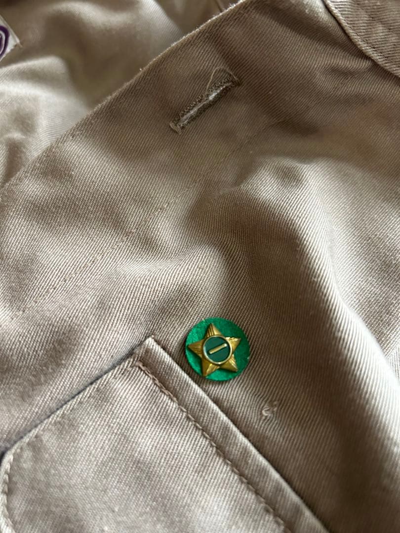 ボーイスカウト 制服 ベージュ 各種パッチ付き かわいい