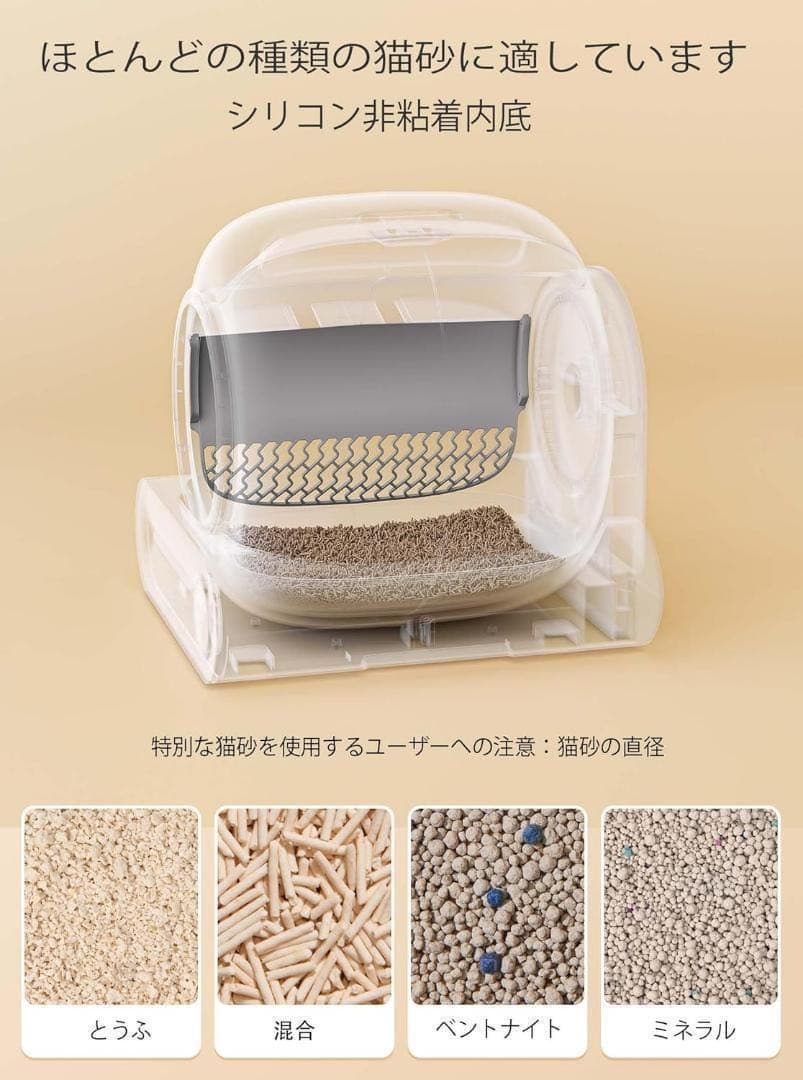 全自動猫トイレ 大容量65L 自動清掃 スマホ管理 アプリ 消臭除菌 Wi-Fi