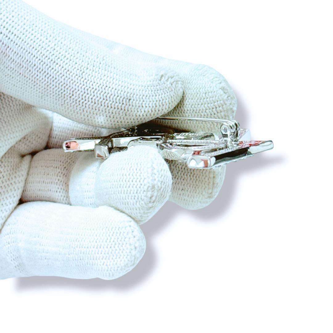 【超美品】イヴサンローラン ブローチ YSL ロゴ ラインストーン