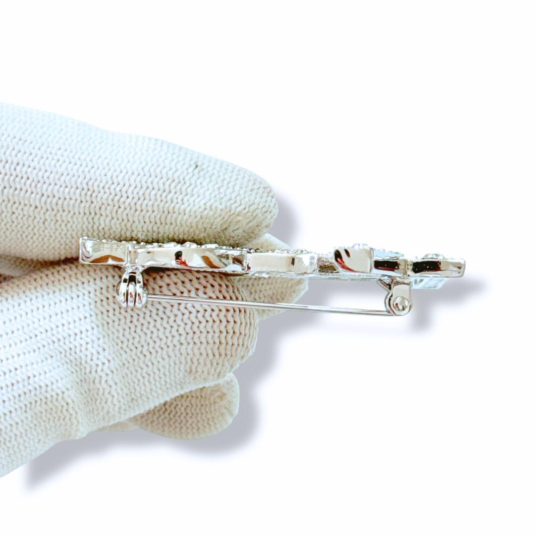 【超美品】イヴサンローラン ブローチ YSL ロゴ ラインストーン