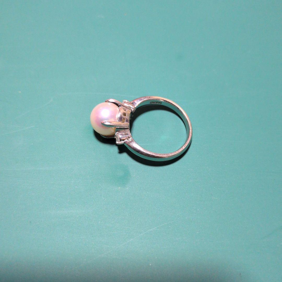 プラチナ　パール　ダイヤ　リング　Pt900 9㎜ 11号　刻印あり　真珠　指輪