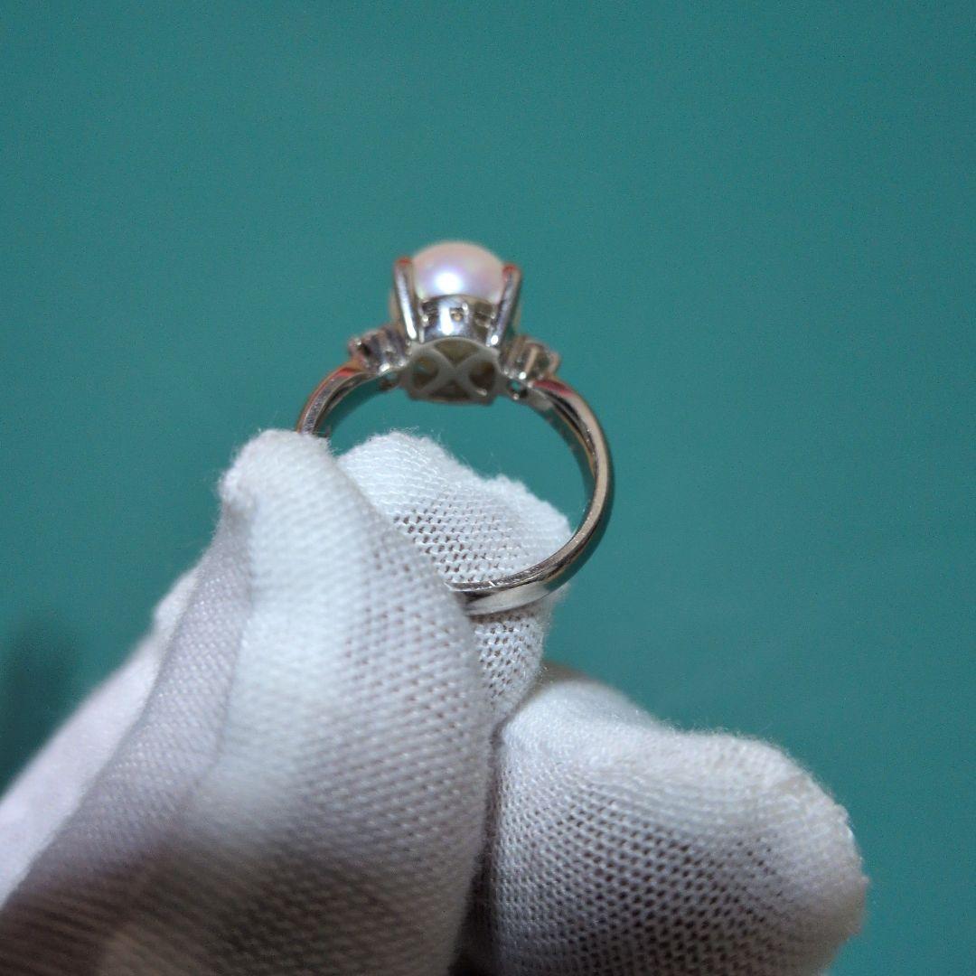 プラチナ　パール　ダイヤ　リング　Pt900 9㎜ 11号　刻印あり　真珠　指輪