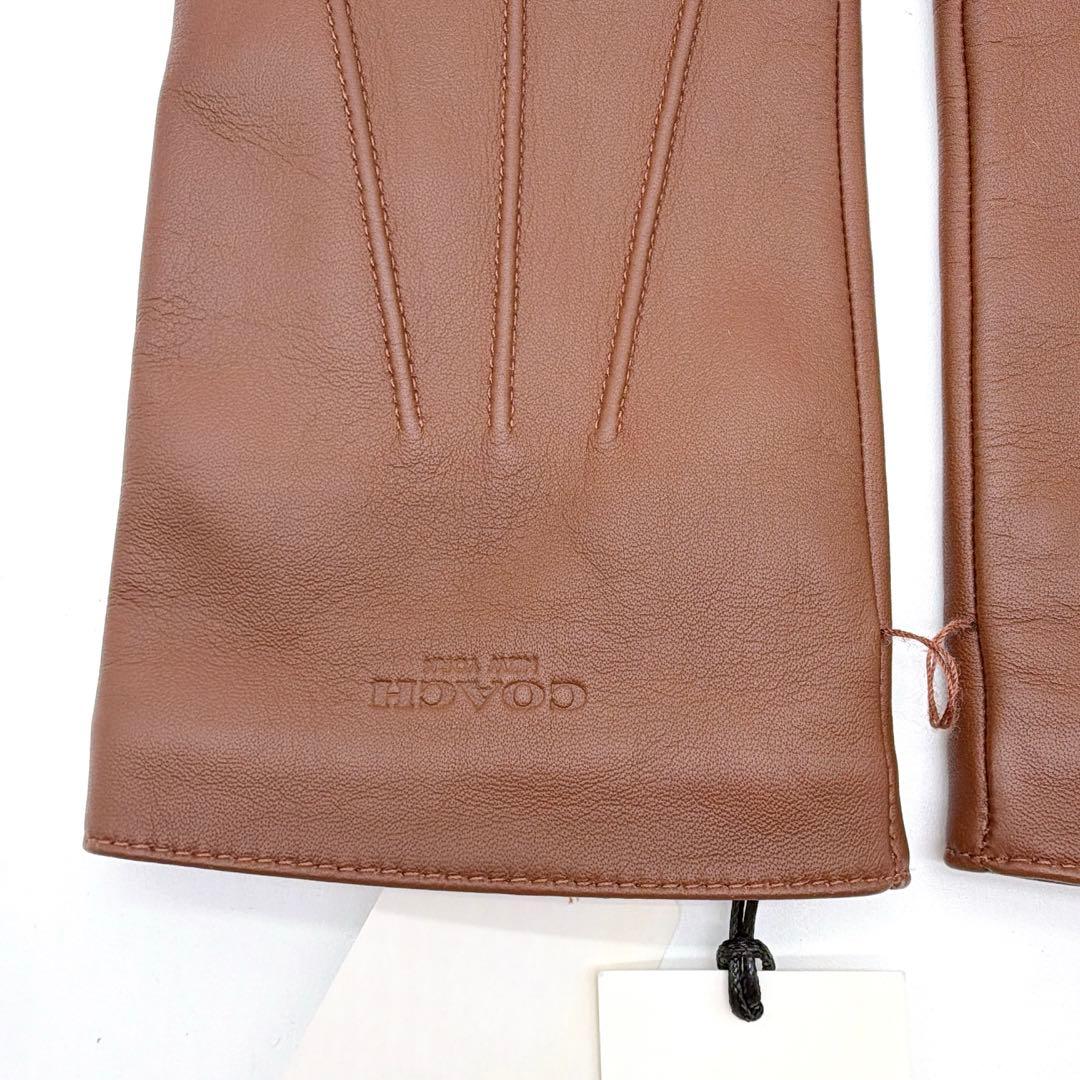 新品タグ付き✨【コーチ】シープレザー手袋 羊革 裏地ウール100% ブラウン L