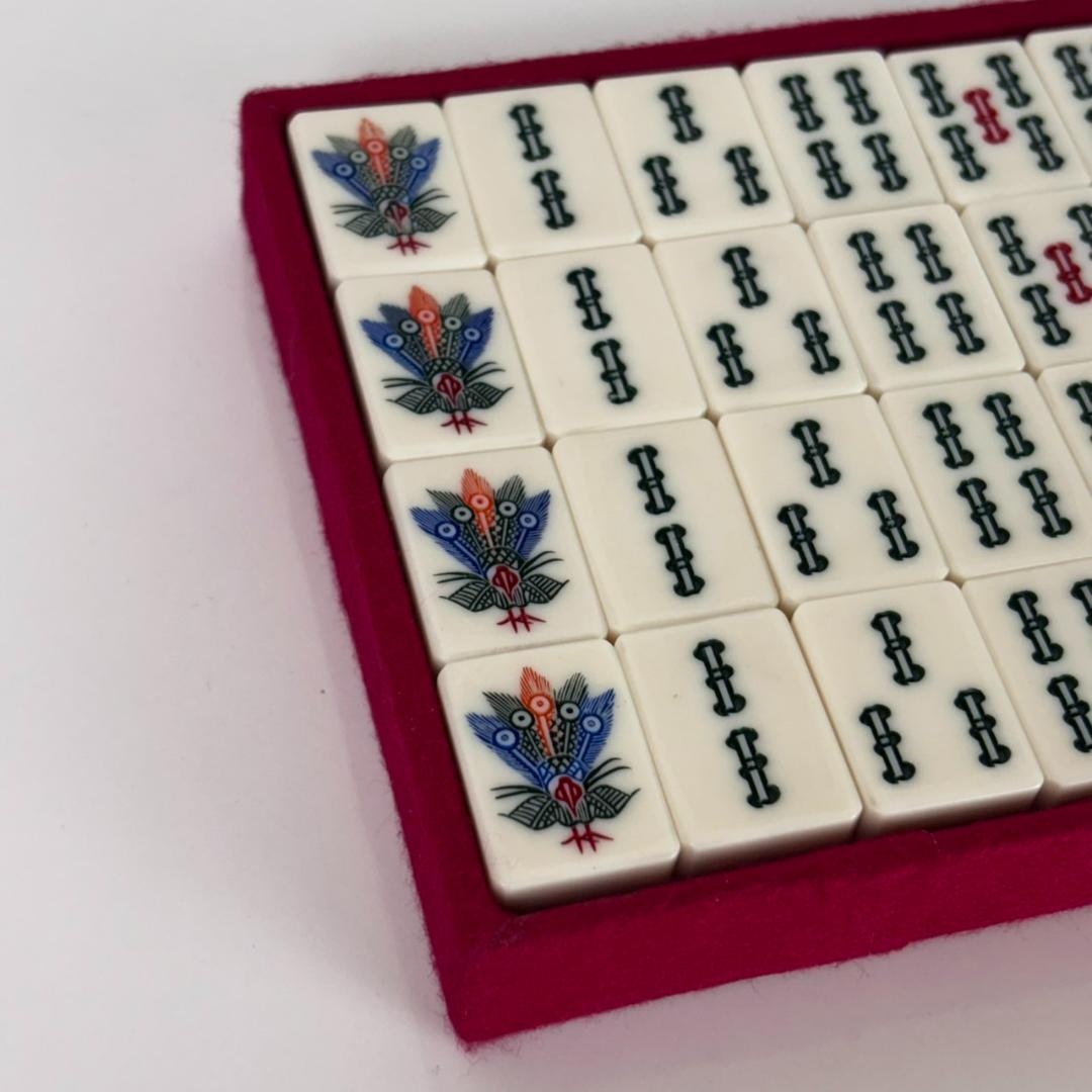 美品 美しい5本羽一索 麻王印 麻雀牌