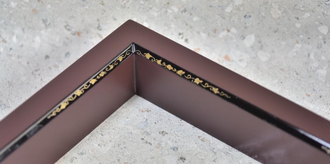 値下げ、豊悦作　真塗唐松模様炉縁　囲炉裏/お茶道具