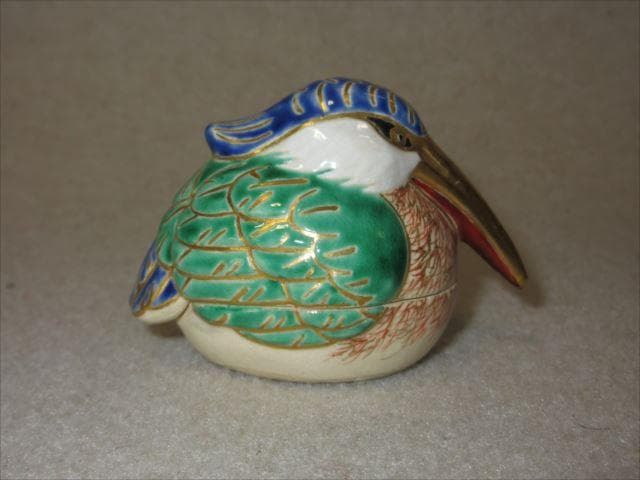 早い者勝ち 真葛焼 宮川香山 色絵翡翠香合 今日庵識 共箱